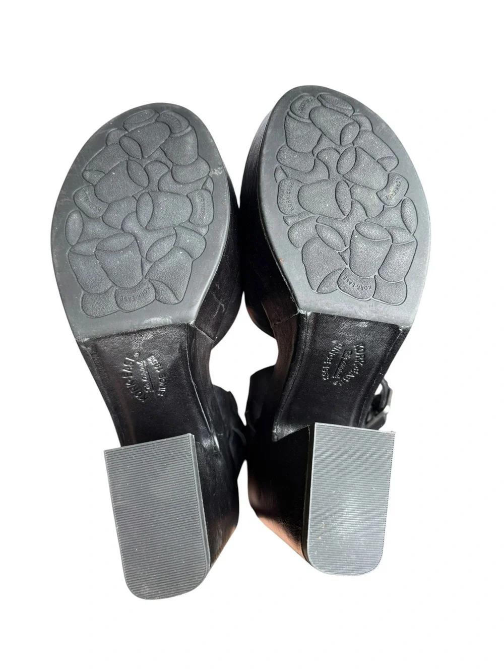 Kork-Ease Black Leather Platform Mary Jane Heels Chunky Y2K Size 11